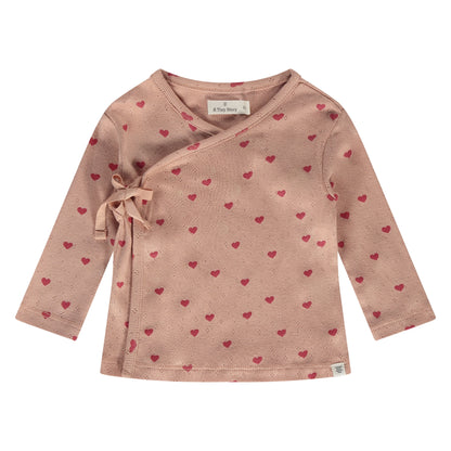 A Tiny Story - Baby Shirt Overslagshirt dusty coral haartjes