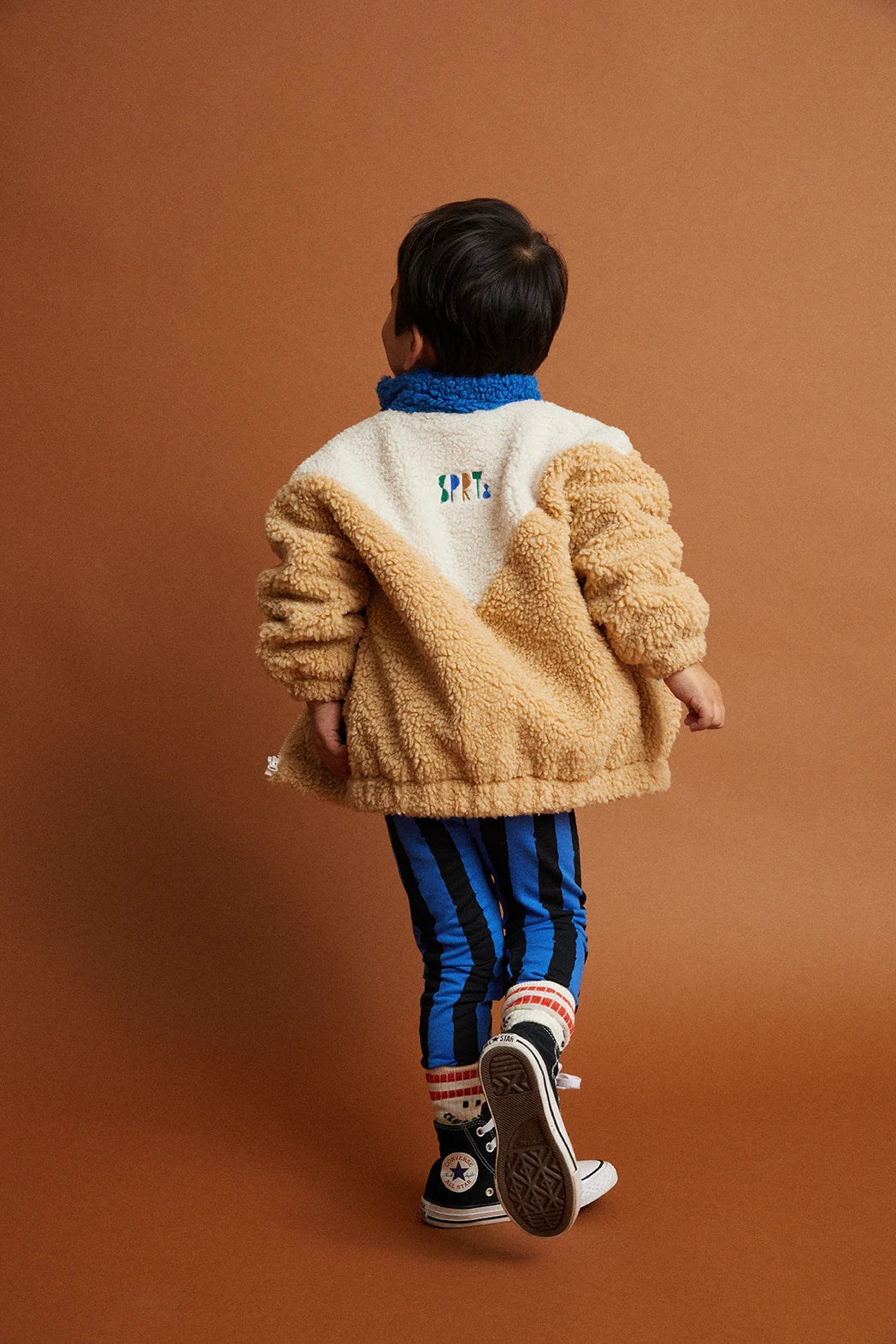 Sproet & Sprout - Teddy Jacket Colourblock Blue | Sand