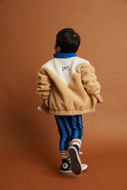Sproet & Sprout - Teddy Jacket Colourblock Blue | Sand
