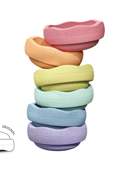 Stapelstein® - Original Grow Rainbow | Pastel Grote Stapelstenen 6 Stuks