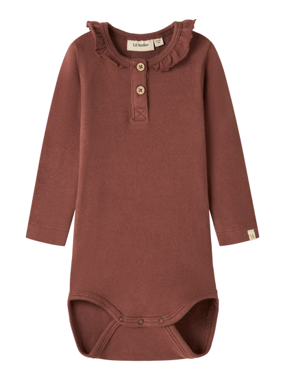 Lil' Atelier - Thoro Hou Romper met Kraag | Mahogany