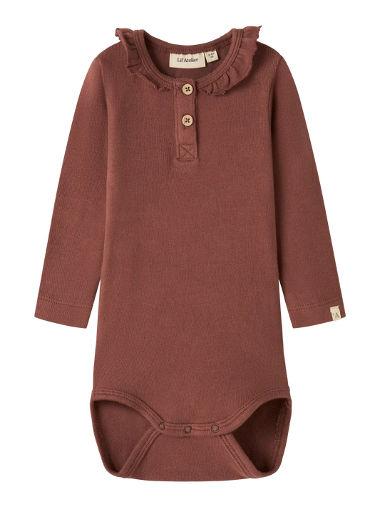 Lil' Atelier - Thoro Hou Romper met Kraag | Mahogany