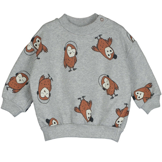 Lötiekids Teddy Baby Sweatshirt uilen grijs