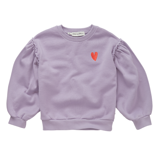 Sproet & Sprout - Sweatshirt puff sleeves heart lavender