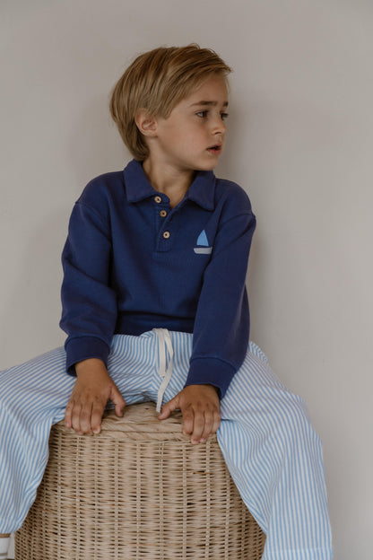 Navy Natural – Scott Polo Sweater Blue Boat