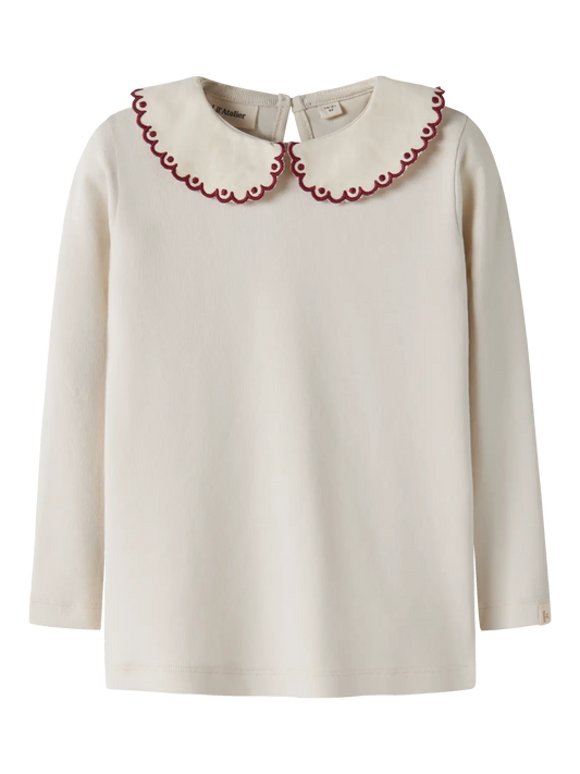Lil’ Atelier -  Fundo Lia LS Slim Top | Turtledove / Biking Red