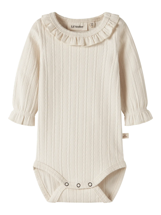 Lil' Atelier - Ribgebreide Romper met Ruches | Turtledove