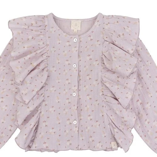 Navy Natural - Miley blouse flower rose mousseline