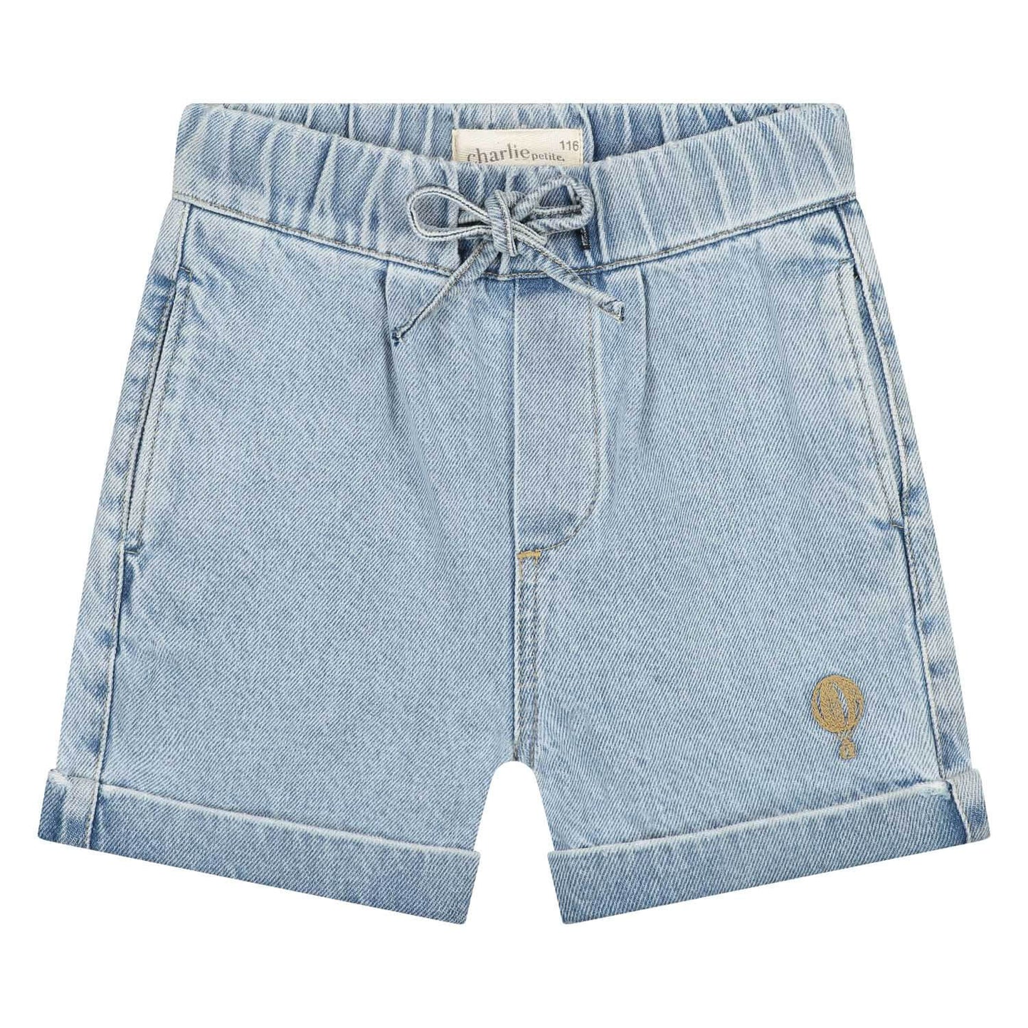 Charlie Petite Ivo short in light snow wash, ideal denim shorts for boys and girls, featuring a comfortable waistband.