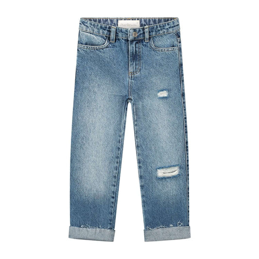 Charlie Petite Josh Jeans in Stone Blue, featuring a stylish ripped design and comfortable fit for kids.