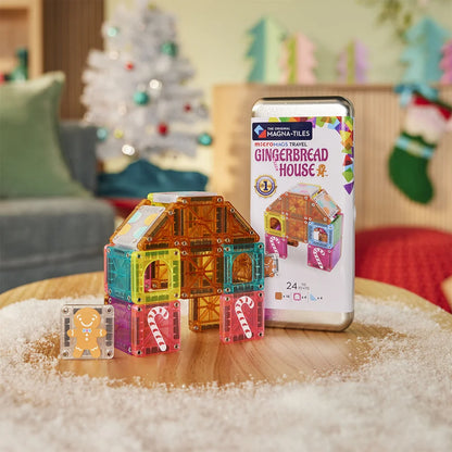 Magna-Tiles – microMAGS Gingerbread House Travel Set | Magnetische Bouwset 24 Stuks