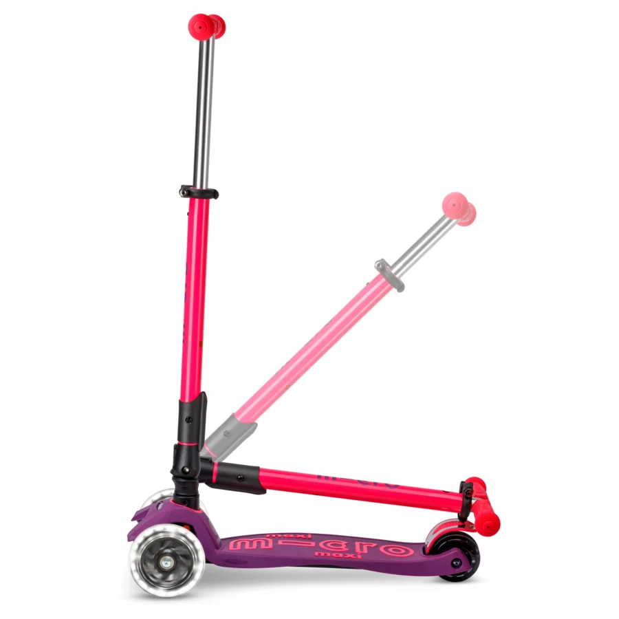 Micro Step - Maxi Micro Deluxe Inklapbaar LED – Paars Roze Neon 3-Wiel Kinderstep (Copy)