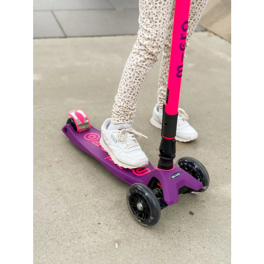 Micro Step - Maxi Micro Deluxe Inklapbaar LED – Paars Roze Neon 3-Wiel Kinderstep (Copy)