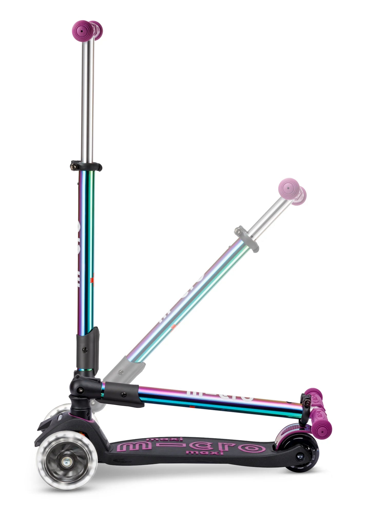 Micro Step - Maxi Micro Deluxe Inklapbaar LED – 3-Wiel Kinderstep | Neochrome Purple