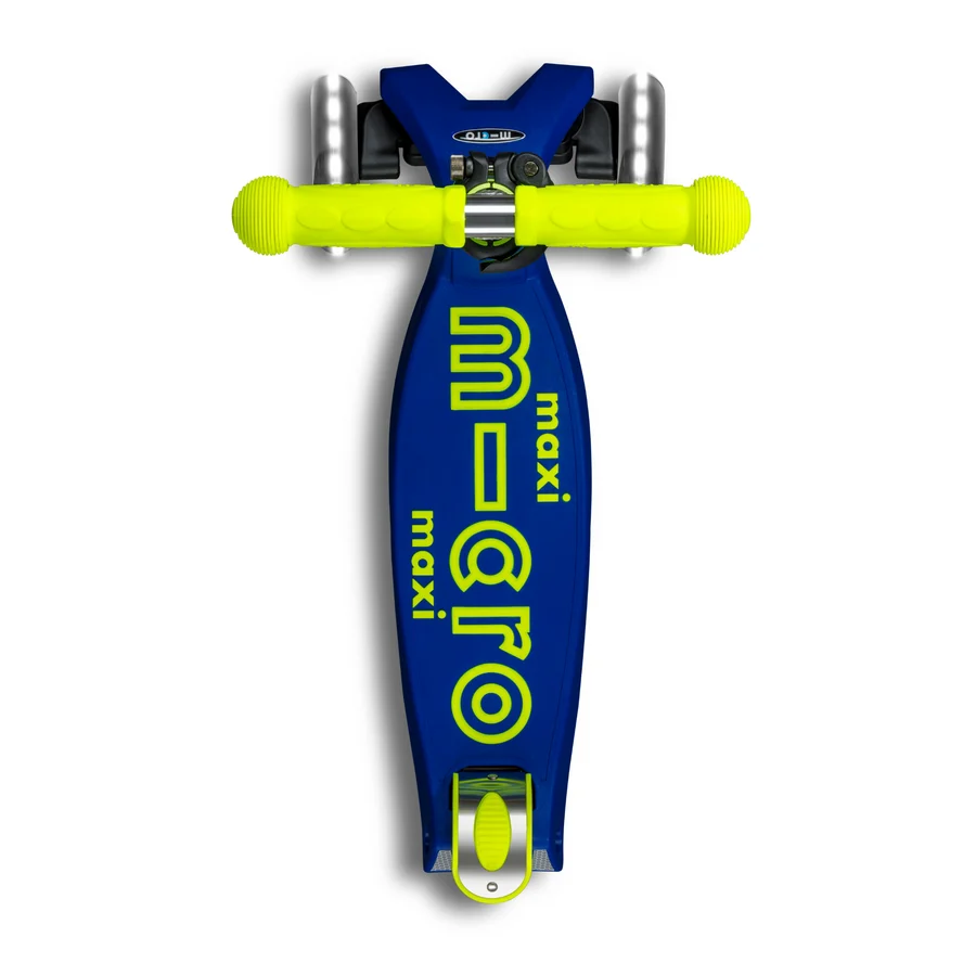 Micro Step - Maxi Micro Deluxe Inklapbaar LED – Blauw Geel Neon 3-Wiel Kinderstep