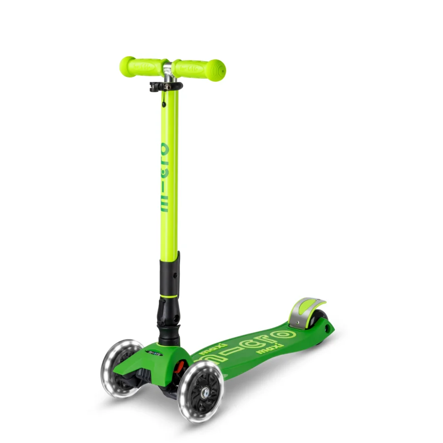 Micro Step - Maxi Micro Deluxe Inklapbaar LED – Geel Groen Neon 3-Wiel Kinderstep