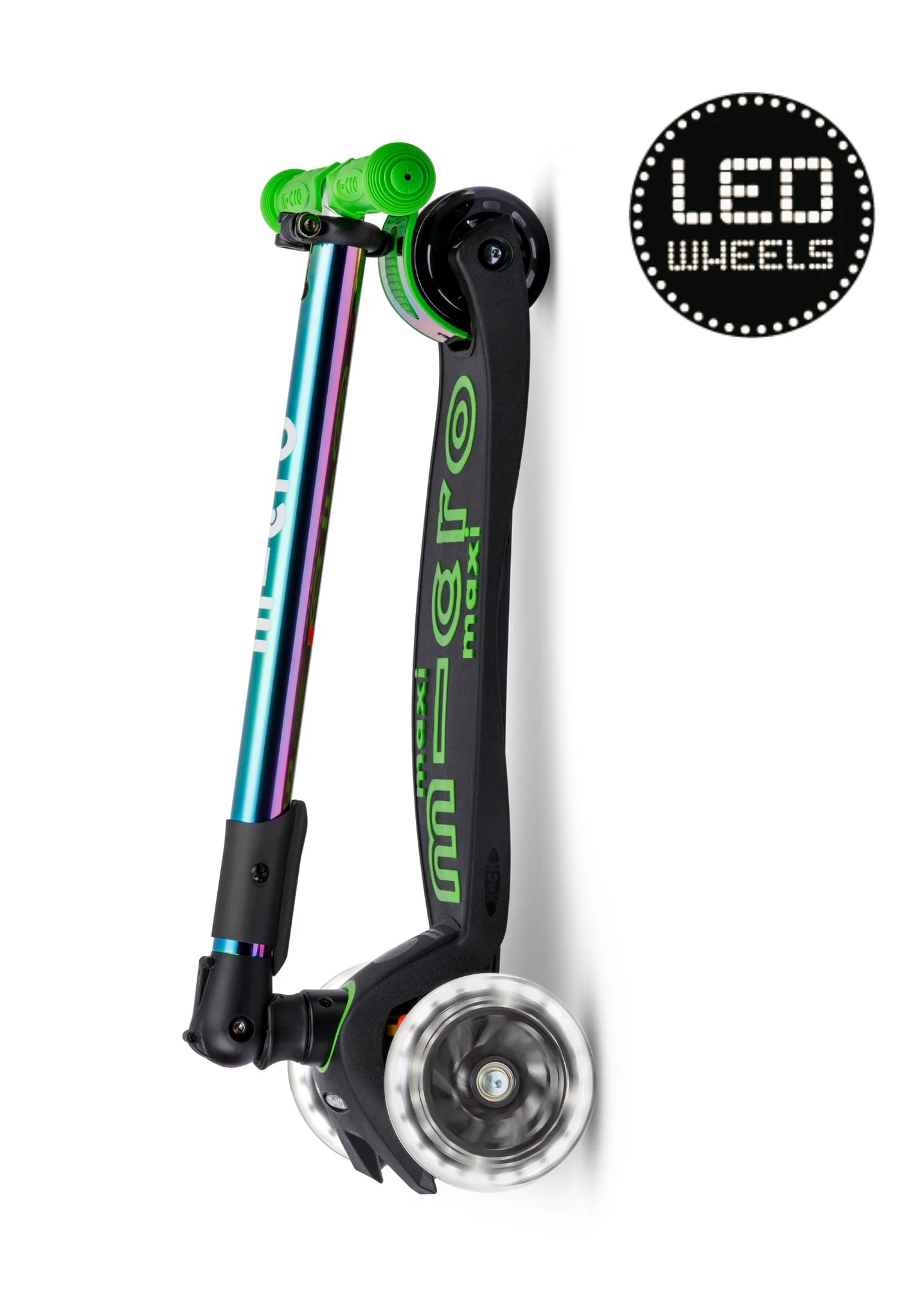 Micro Step - Maxi Micro Deluxe Inklapbaar LED – 3-Wiel Kinderstep | Neochrome Green