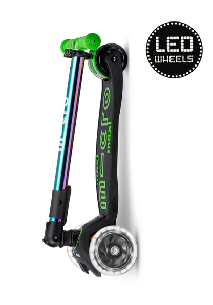 Micro Step - Maxi Micro Deluxe Inklapbaar LED – 3-Wiel Kinderstep | Neochrome Green