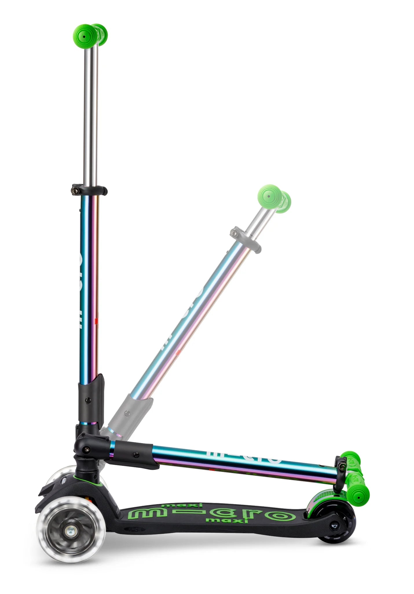 Micro Step - Maxi Micro Deluxe Inklapbaar LED – 3-Wiel Kinderstep | Neochrome Green