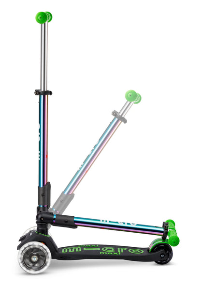 Micro Step - Maxi Micro Deluxe Inklapbaar LED – 3-Wiel Kinderstep | Neochrome Green