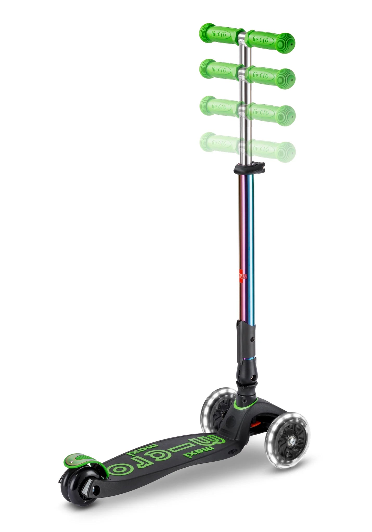 Micro Step - Maxi Micro Deluxe Inklapbaar LED – 3-Wiel Kinderstep | Neochrome Green