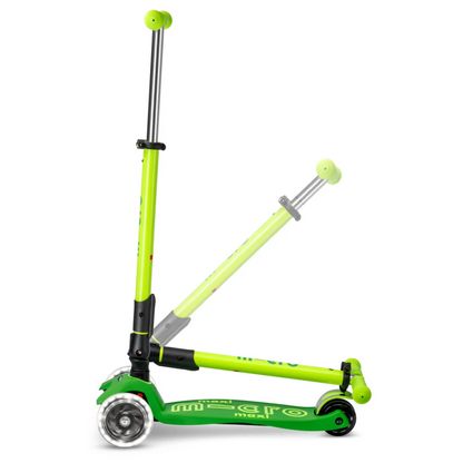 Micro Step - Maxi Micro Deluxe Inklapbaar LED – Geel Groen Neon 3-Wiel Kinderstep