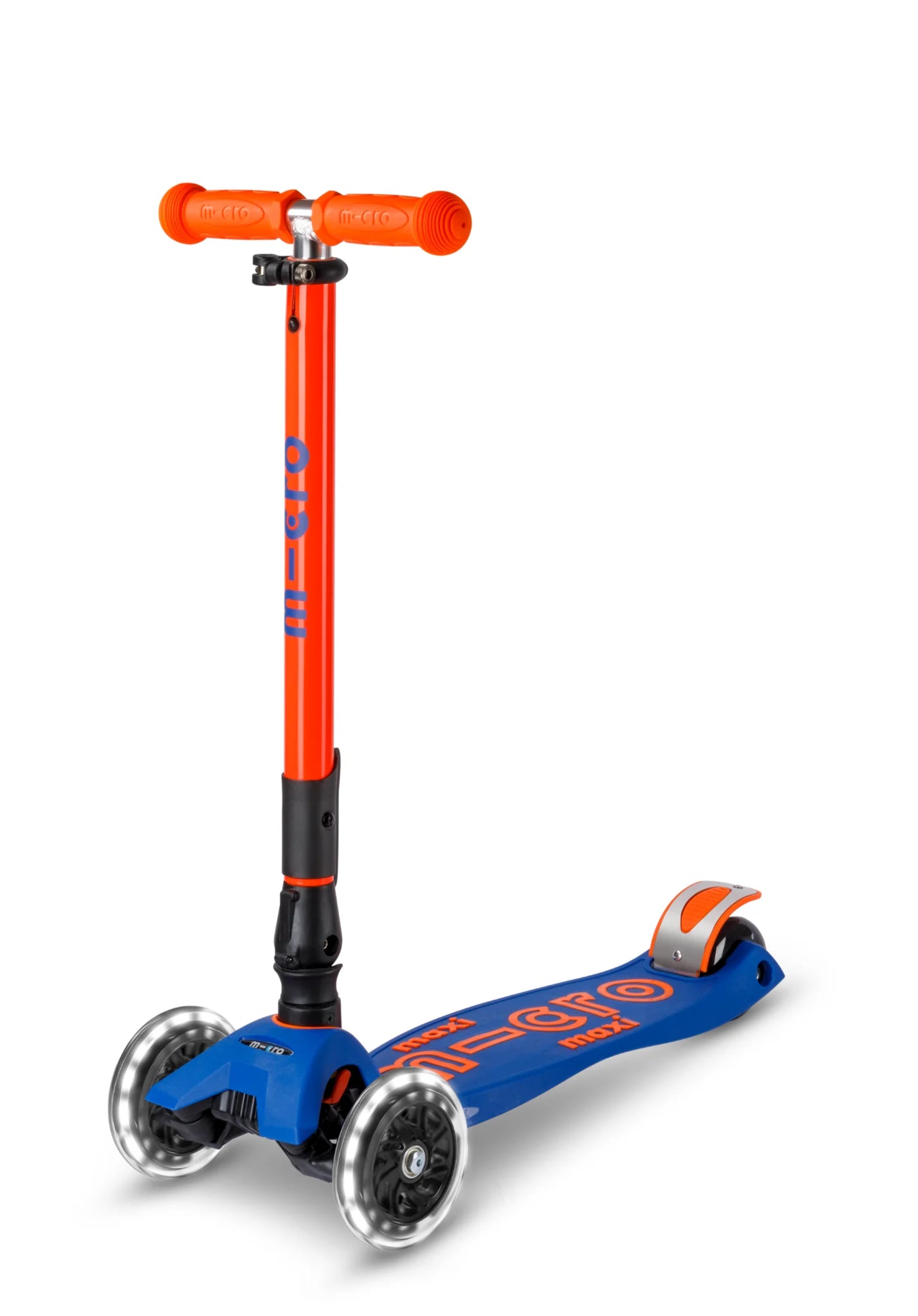Micro Step - Maxi Micro Deluxe Inklapbaar LED - 3-Wiel Kinderstep | Blue Orange Neon