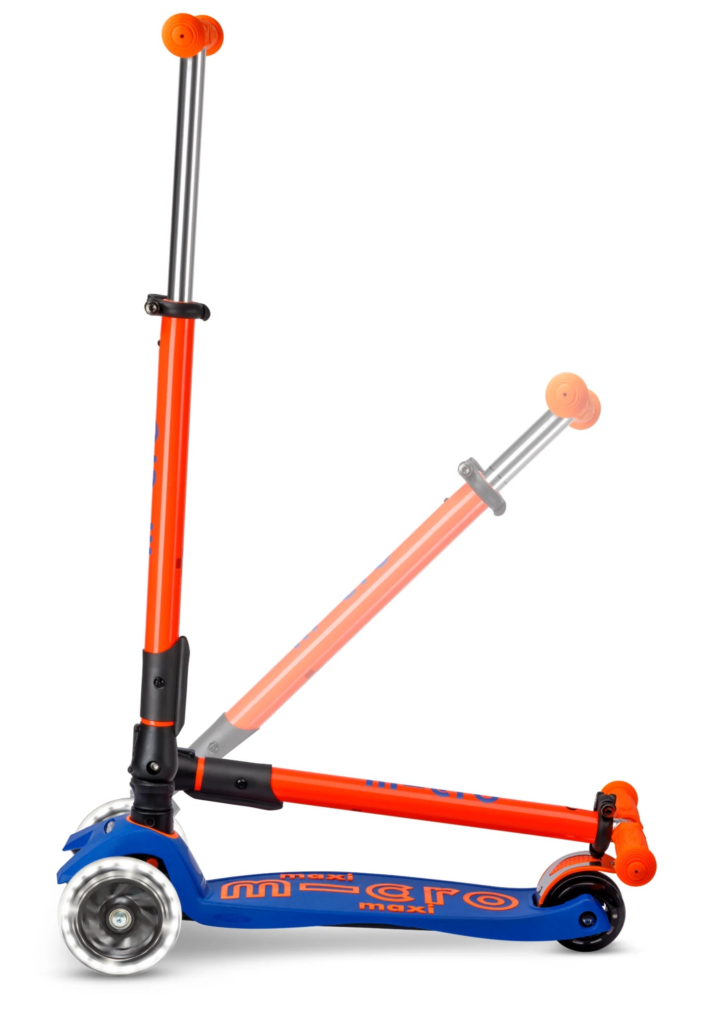 Micro Step - Maxi Micro Deluxe Inklapbaar LED - 3-Wiel Kinderstep | Blue Orange Neon
