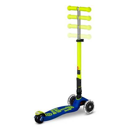 Micro Step - Maxi Micro Deluxe Inklapbaar LED – Blauw Geel Neon 3-Wiel Kinderstep