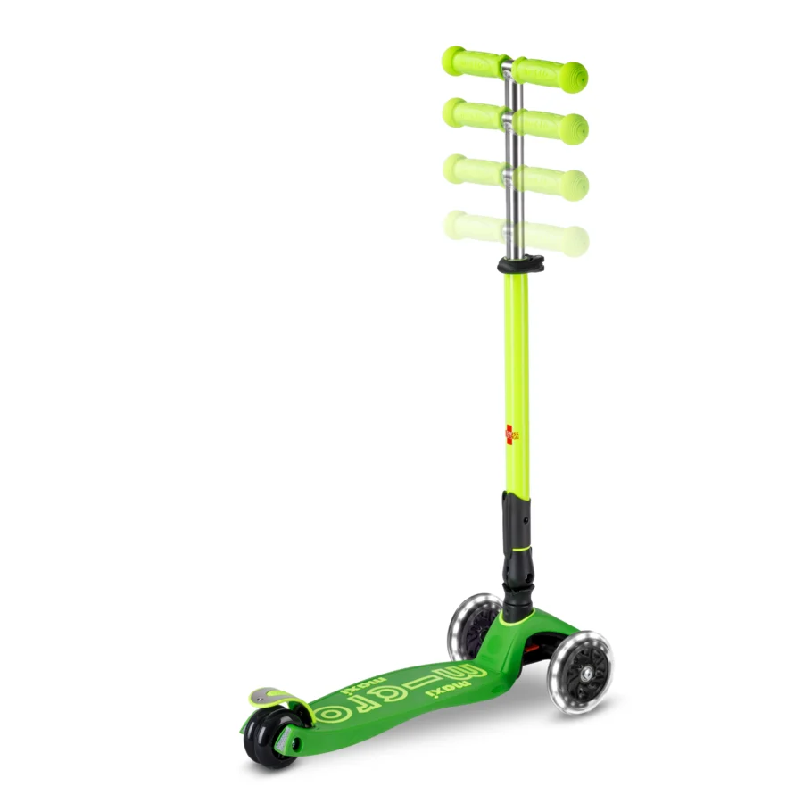 Micro Step - Maxi Micro Deluxe Inklapbaar LED – Geel Groen Neon 3-Wiel Kinderstep