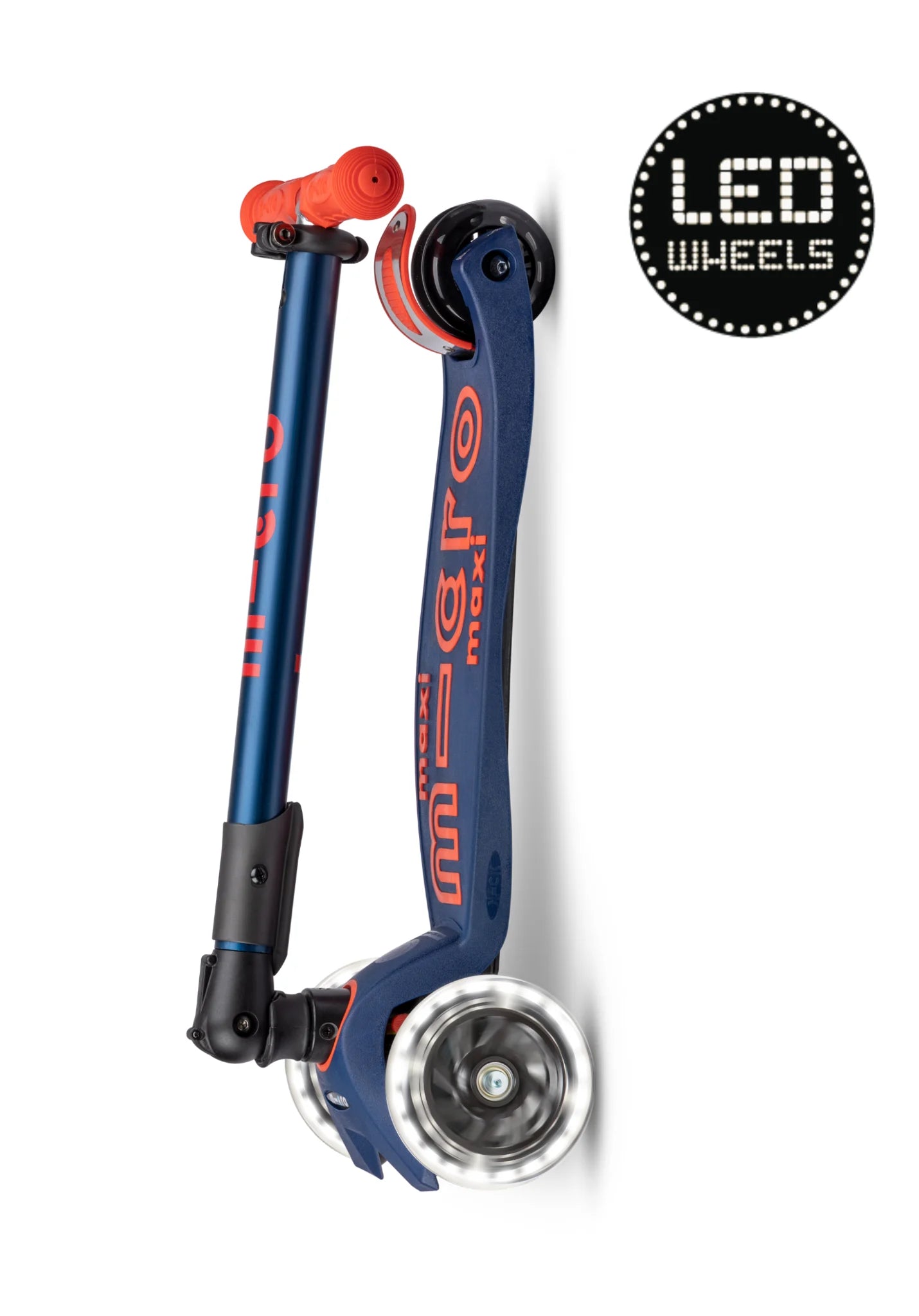Micro Step - Maxi Micro Deluxe Inklapbaar LED - 3-Wiel Kinderstep | Navy Blue