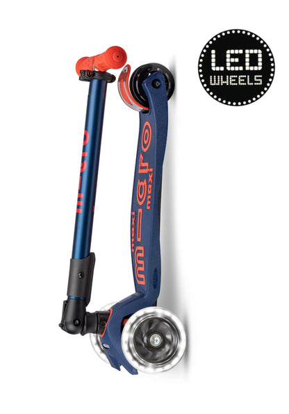 Micro Step - Maxi Micro Deluxe Inklapbaar LED - 3-Wiel Kinderstep | Navy Blue