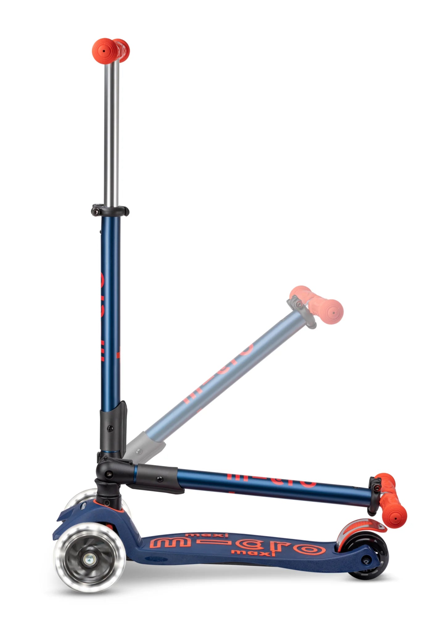 Micro Step - Maxi Micro Deluxe Inklapbaar LED - 3-Wiel Kinderstep | Navy Blue