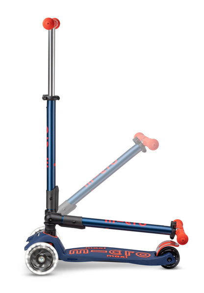 Micro Step - Maxi Micro Deluxe Inklapbaar LED - 3-Wiel Kinderstep | Navy Blue