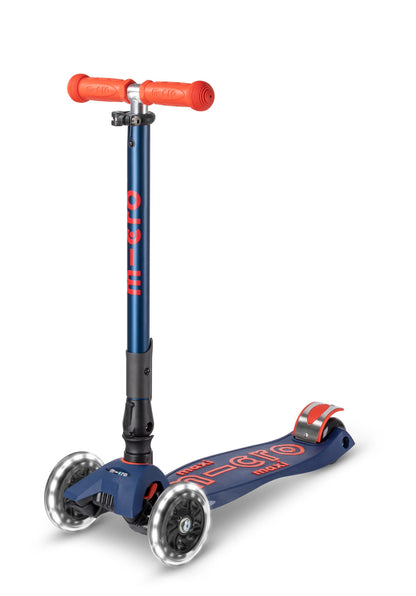 Micro Step - Maxi Micro Deluxe Inklapbaar LED - 3-Wiel Kinderstep | Navy Blue