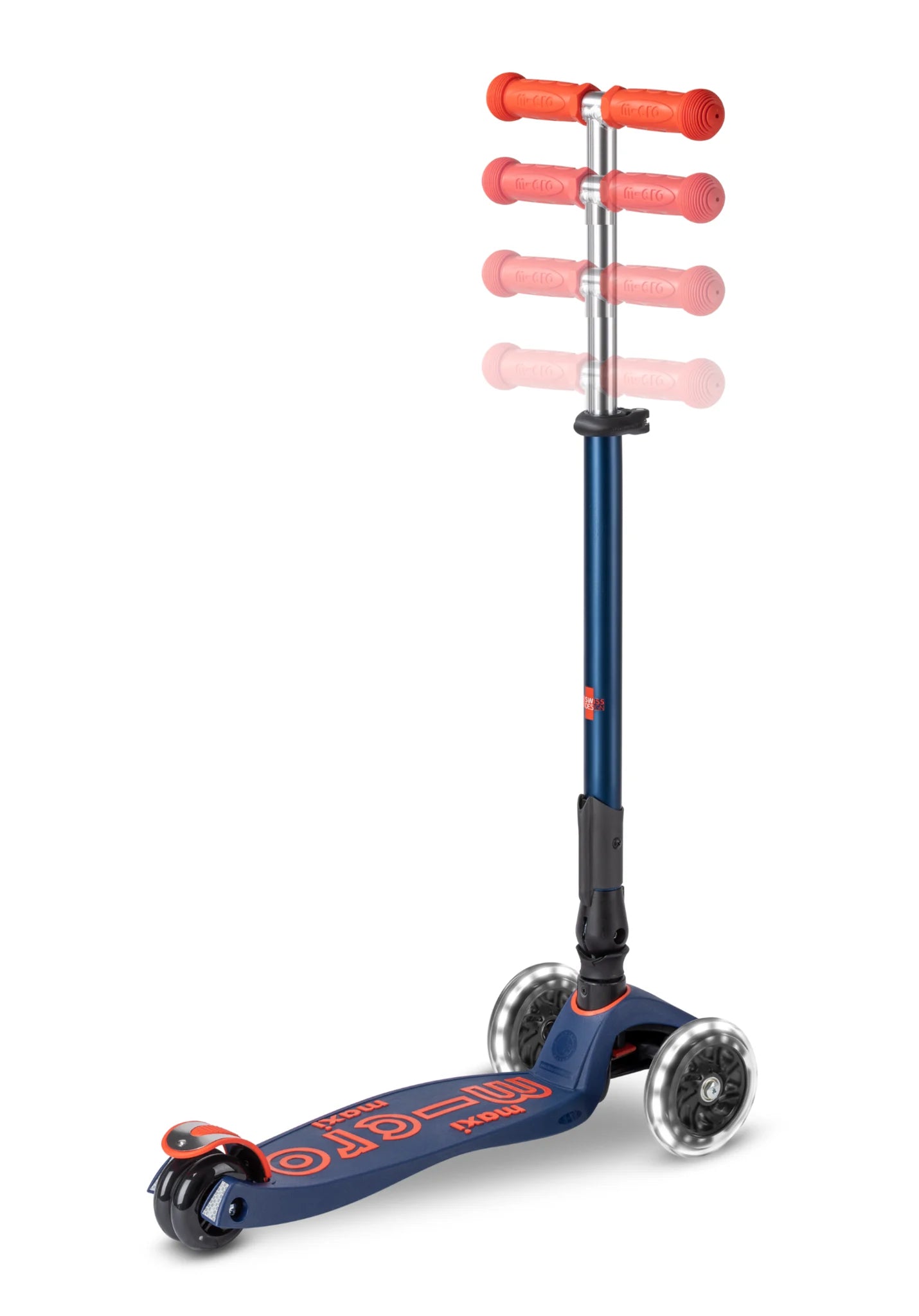 Micro Step - Maxi Micro Deluxe Inklapbaar LED - 3-Wiel Kinderstep | Navy Blue