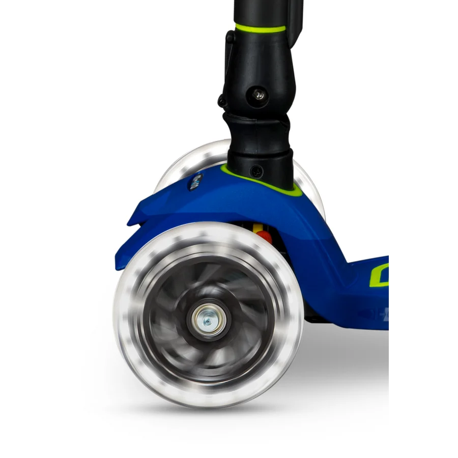 Micro Step - Maxi Micro Deluxe Inklapbaar LED – Blauw Geel Neon 3-Wiel Kinderstep