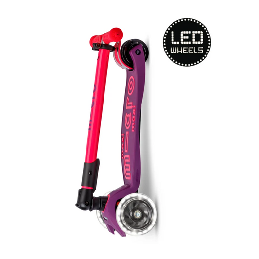 Micro Step - Maxi Micro Deluxe Inklapbaar LED – Paars Roze Neon 3-Wiel Kinderstep (Copy)