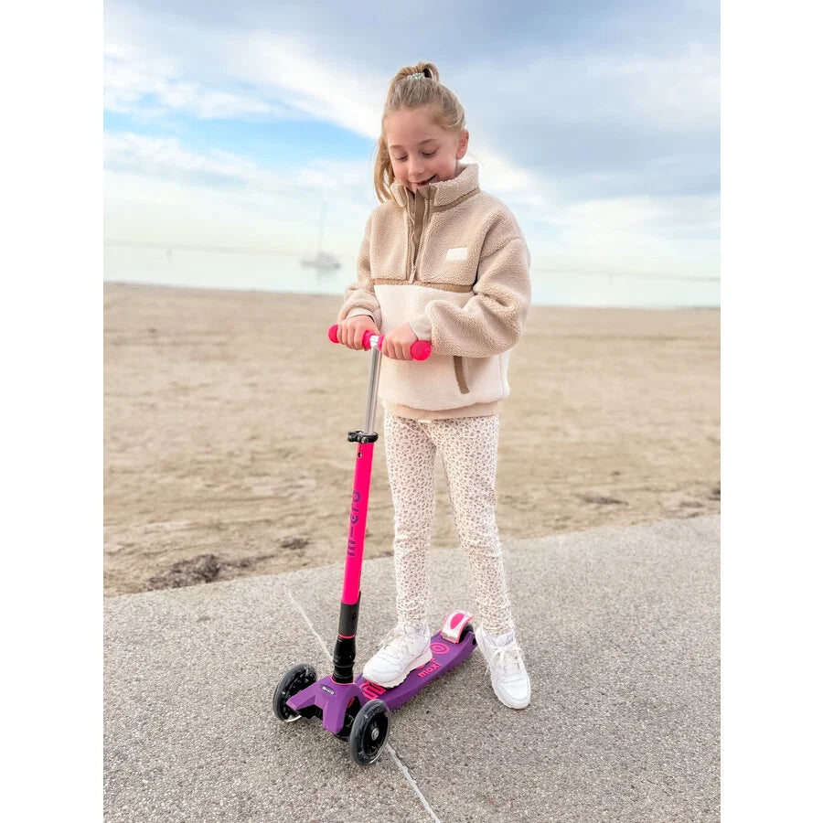 Micro Step - Maxi Micro Deluxe Inklapbaar LED – Paars Roze Neon 3-Wiel Kinderstep (Copy)