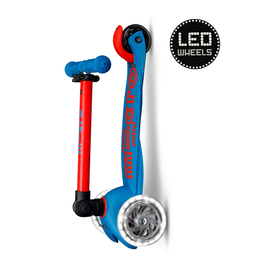 Micro Step - Mini Micro Step 3-Wiel Kinderstep Deluxe inklapbaar LED Blauw/Rood
