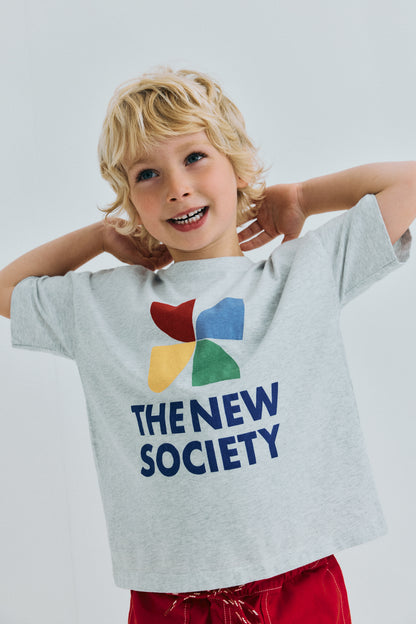 The New Society - TNS Logo T-Shirt Light Grey Melange