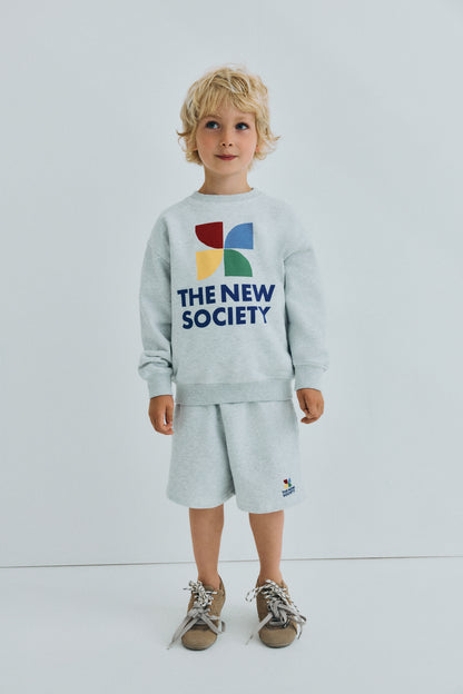 The New Society - TNS Logo Sweatshirt Light Grey Melange