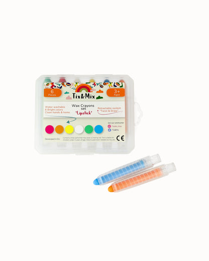 Tix & Mix - Colorful Crayons Set  “Lipstick Style” (set van 6)