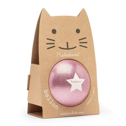 Ratatam! roze glitterballon in schattige kattenverpakking, perfect als cadeau voor kerstplezier.