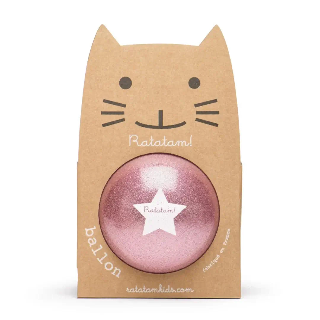 Ratatam! glitter balloon ball in pink packaging, perfect for fun and eco-friendly playtime gifts.