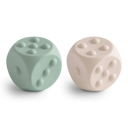 Mushie - Dobbelsteen 2-pack Blue/ Sand