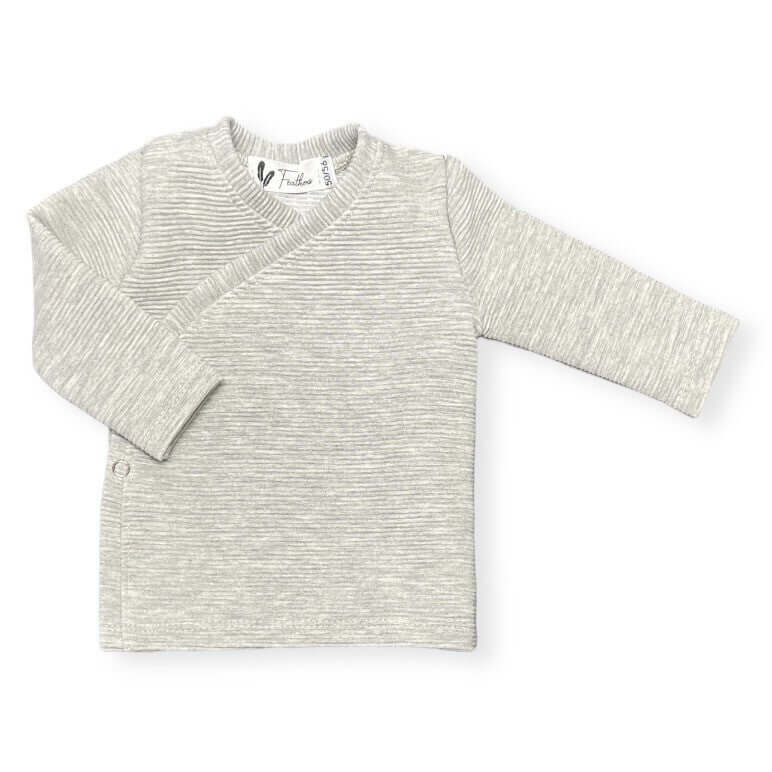 Overslagshirtje rib light grey melange