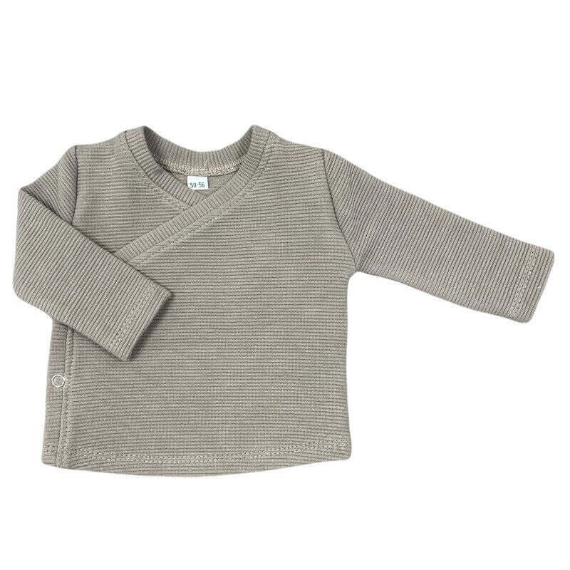 Baby Overslagshirtje rib taupe