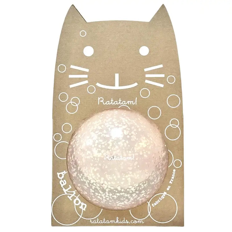 Ratatam! Glitter pink bubble ball in eco-friendly packaging, perfect for festive gifts and guaranteed fun.