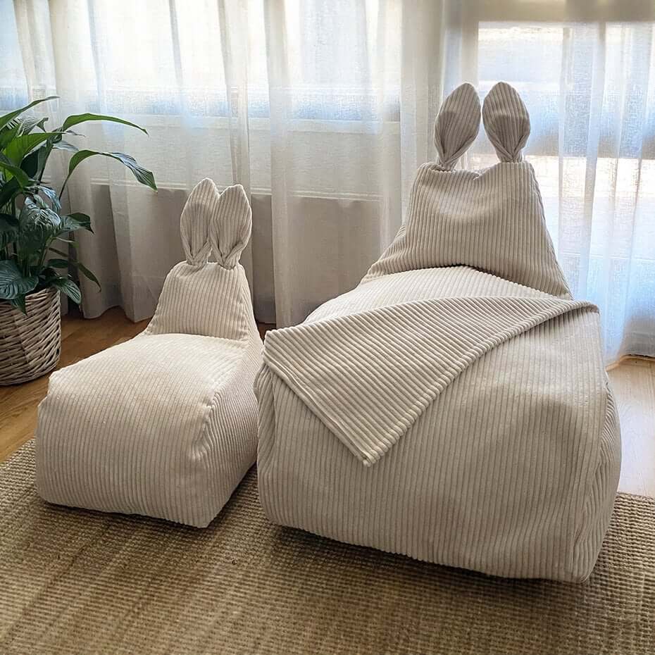 Scandinavian Stories Zitzak Bunny Small Corduroy - Cream